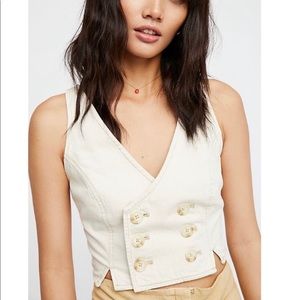 Free People Denim Vest Crop Top